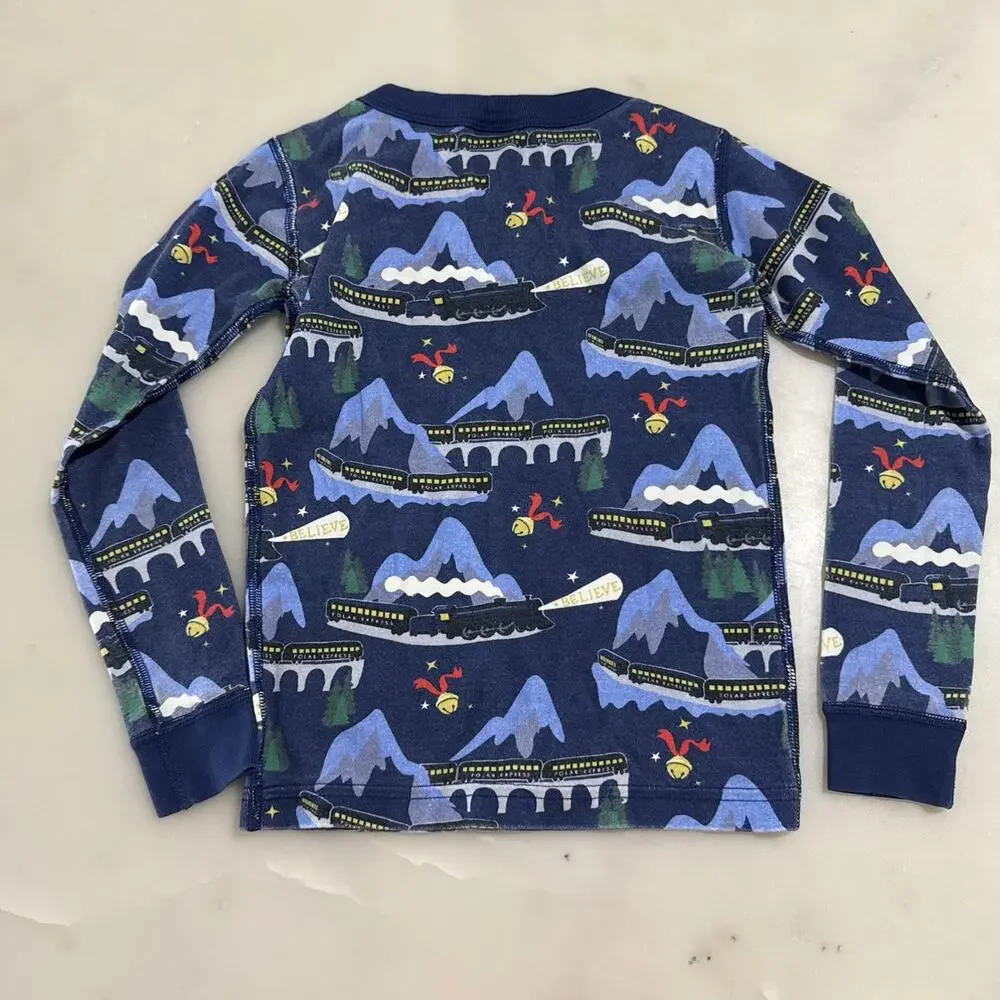 Hanna Andersson Boys 6-7 Mountain Train Print Pajama Top Cotton Long Sleeve